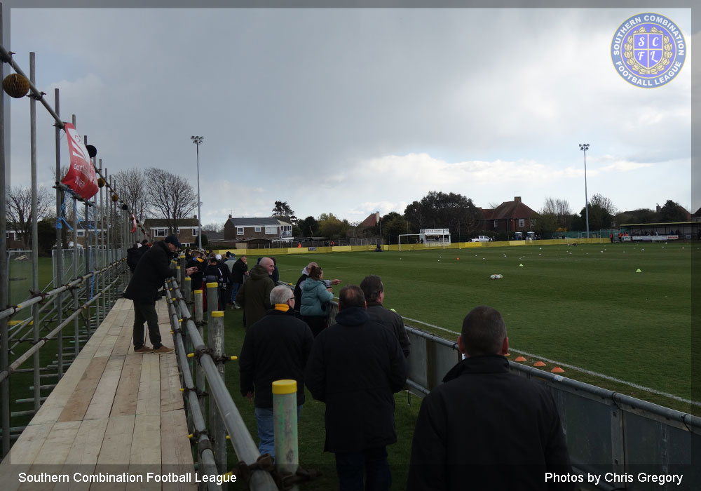 Temporary stand at Littlehampton Town to allow for more fans to watch the game
