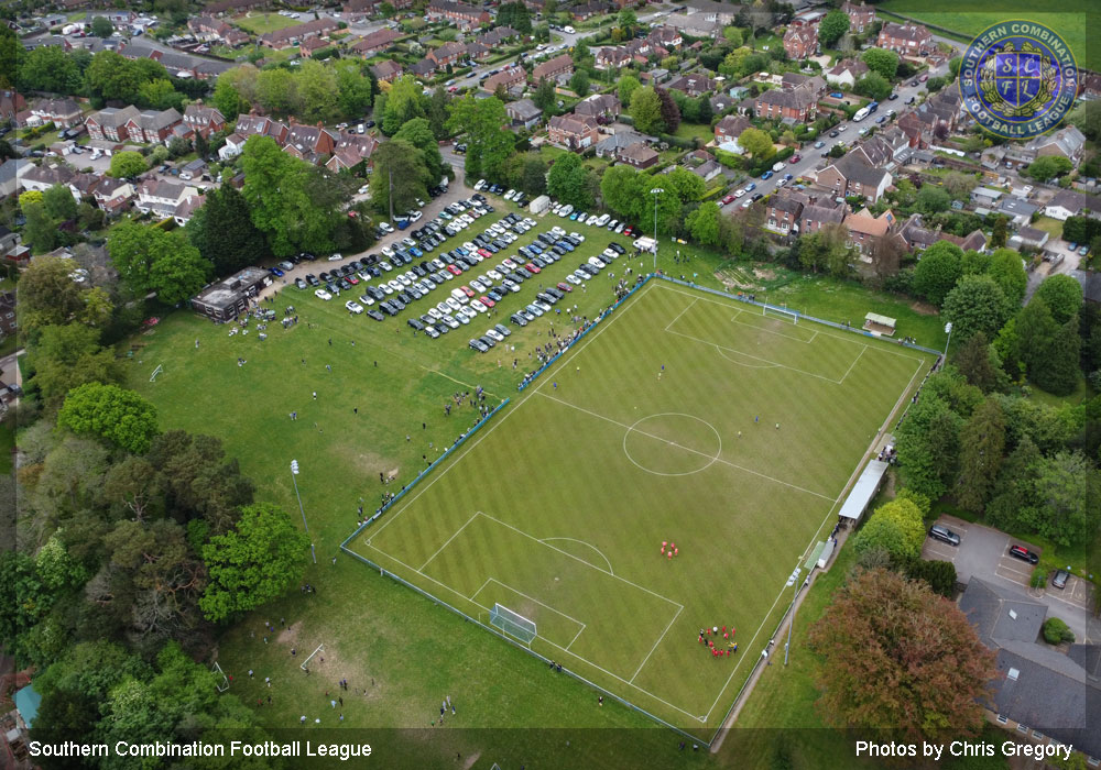 Half time showing full carpark and support at Midhurst & Easebourne FC